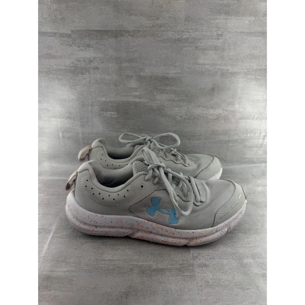 Under Armour Charged Assert 10 Women Grey Blue Running Shoes 3027092-100 Size 7